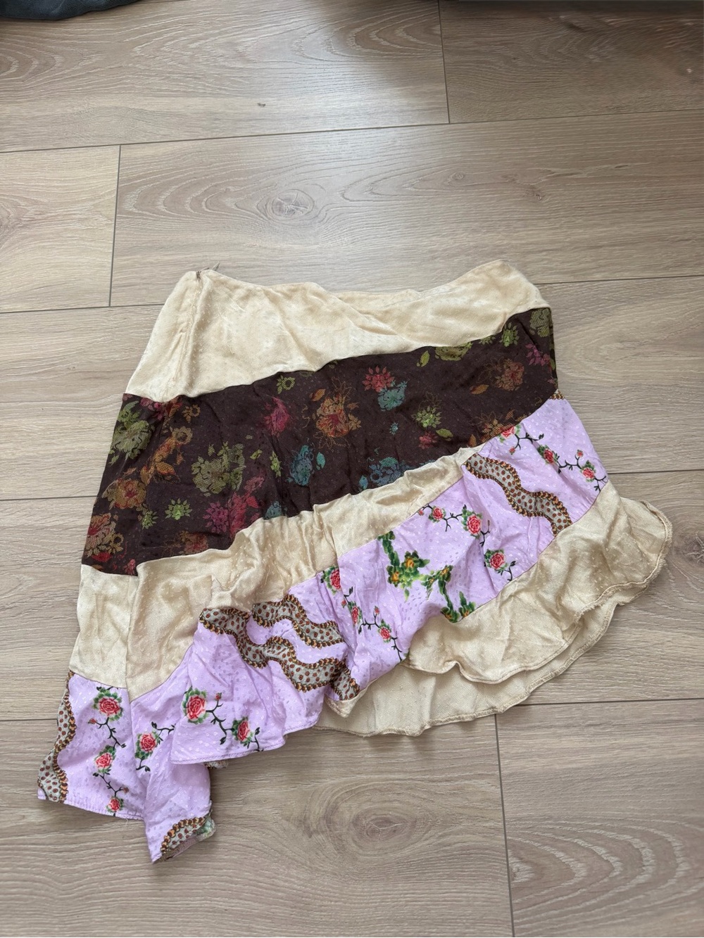 Siedres Tiered Ruffle Skirt in Cream, Brown & Lilac